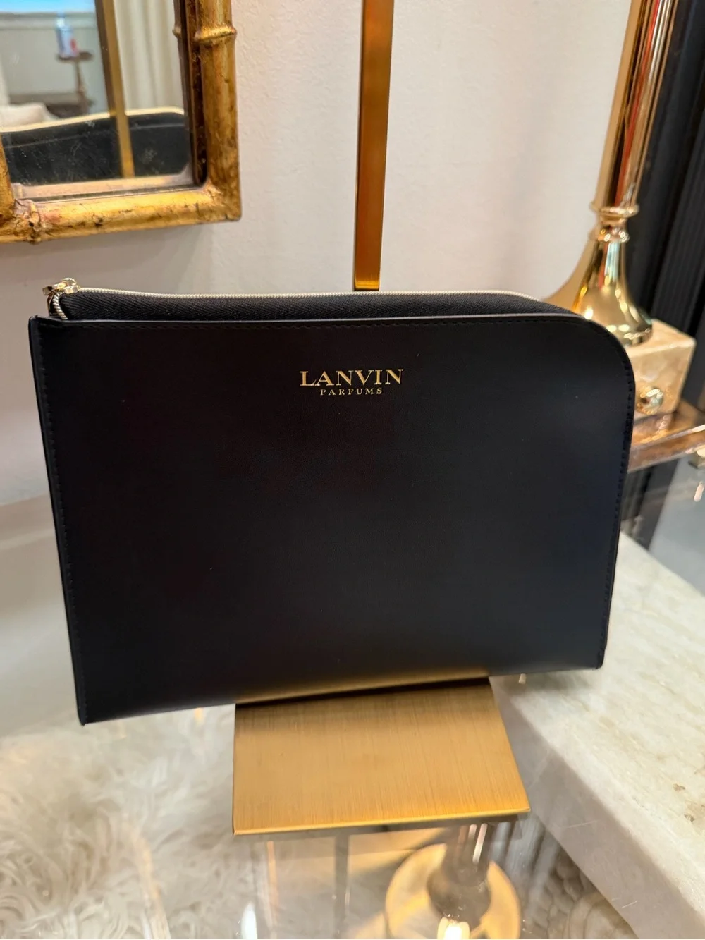 Black faux Leather Zip Pouch Lanvin Makeup